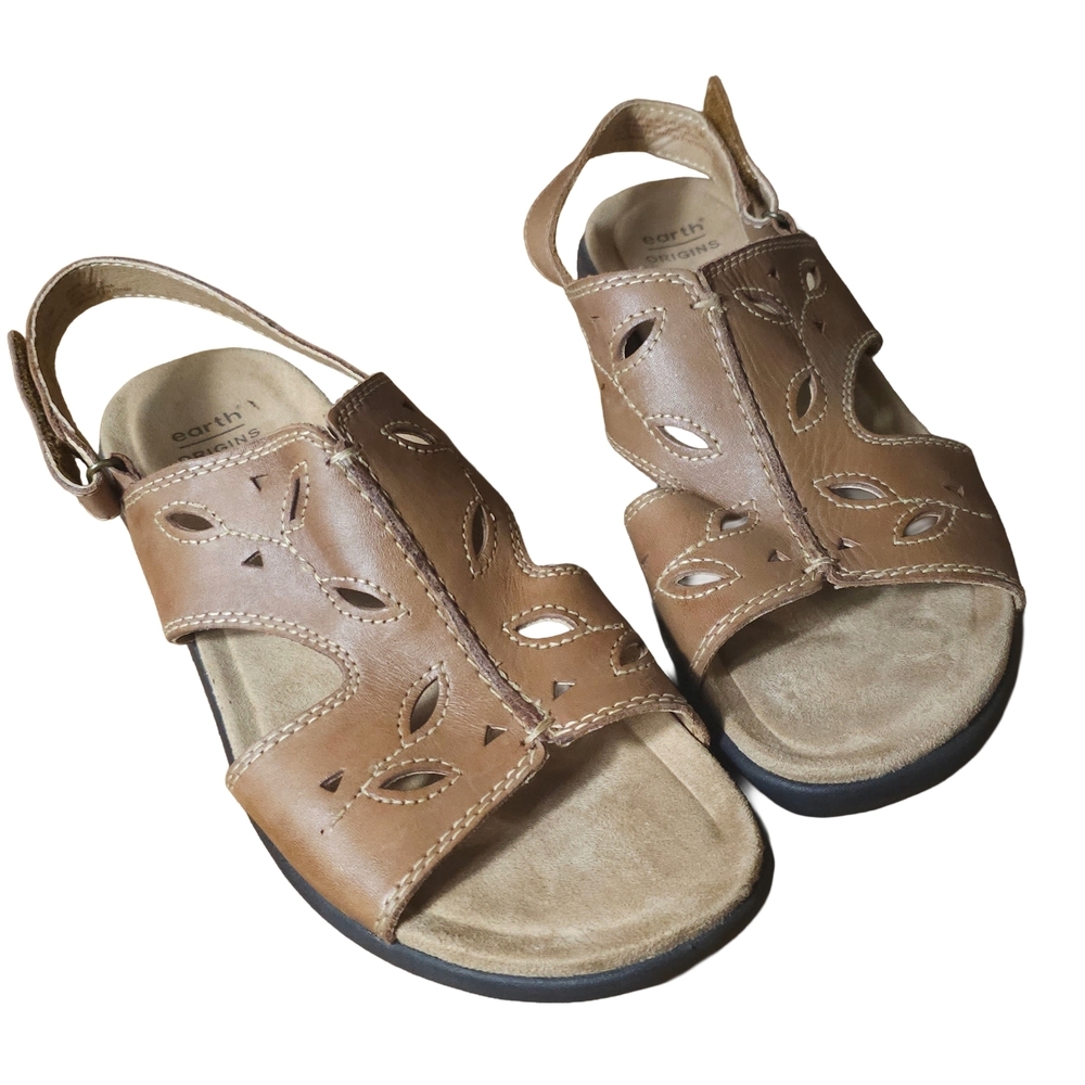 Earth Origins Tan Leather Tawny Trish Sandals | Women's Size 10 M